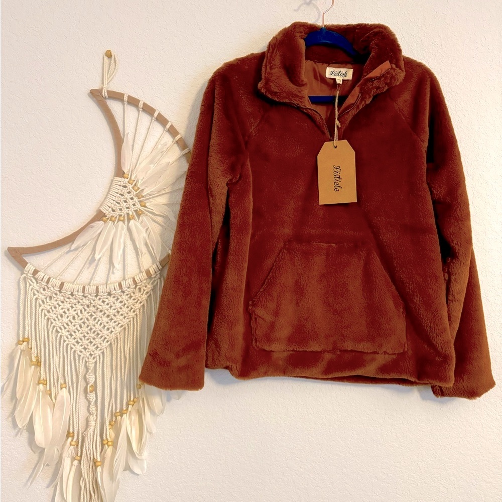 Listicle Brown Oversized Sweatshirt Cozy Fleece Style